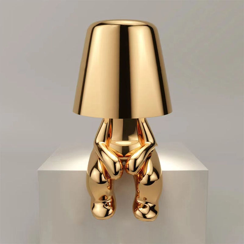 Design Tischlampe Figur | Verspiegeltes Kunstobjekt