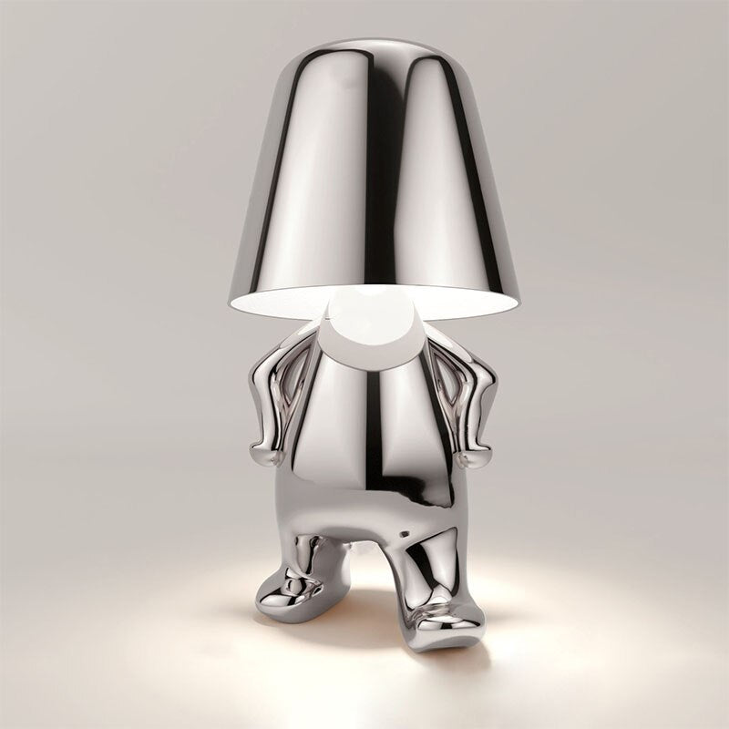 Design Tischlampe Figur | Verspiegeltes Kunstobjekt