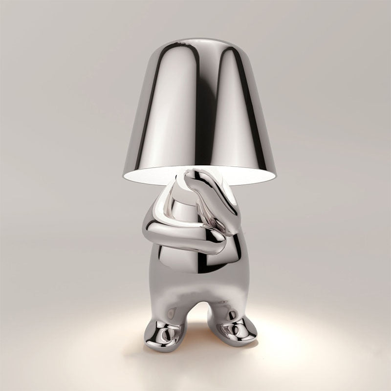 Design Tischlampe Figur | Verspiegeltes Kunstobjekt