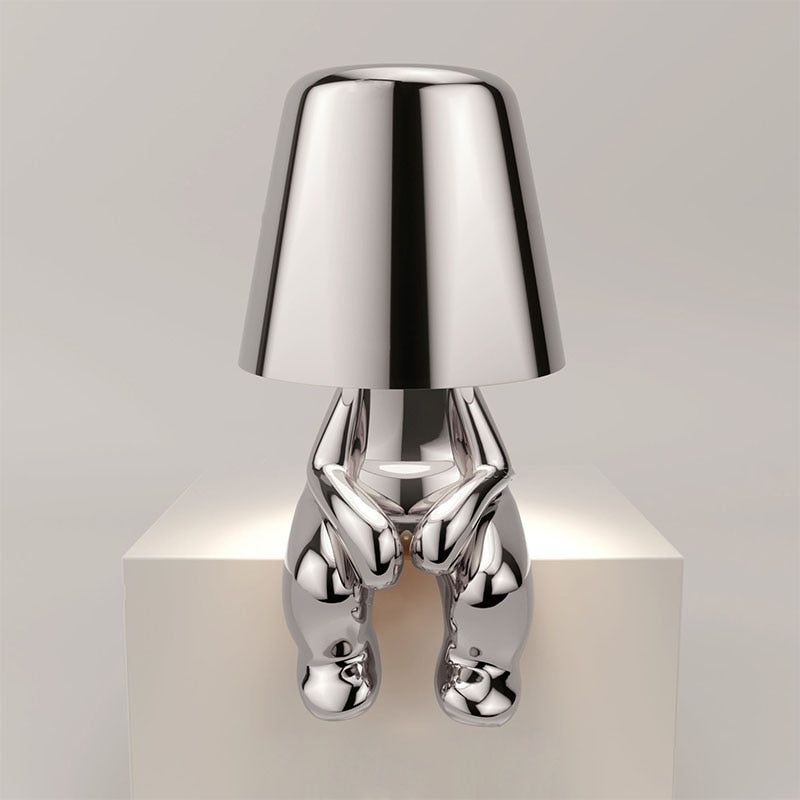 Design Tischlampe Figur | Verspiegeltes Kunstobjekt