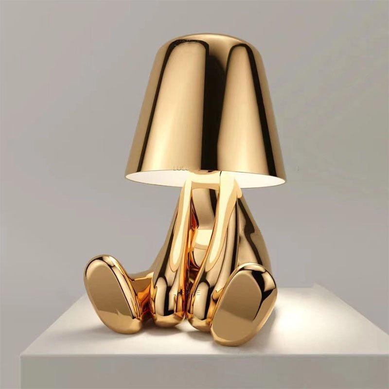 Design Tischlampe Figur | Verspiegeltes Kunstobjekt